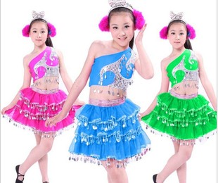 2014新款女童幼儿园表演服舞台服装儿童舞蹈裙演出服装现代拉丁舞