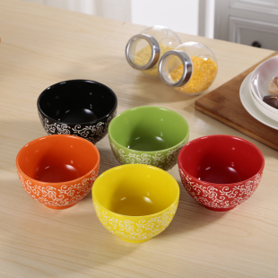 包邮潮州陶瓷碗 创意碗 日韩式合集五彩碗 米饭碗 碗套装 餐具