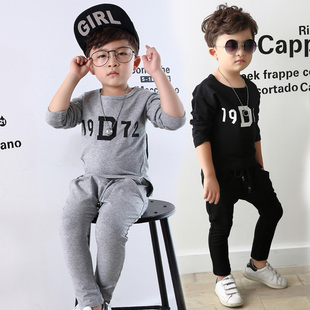 男童长袖套装2016秋装新款韩版男孩宝宝字母t恤薄休闲两件套童装