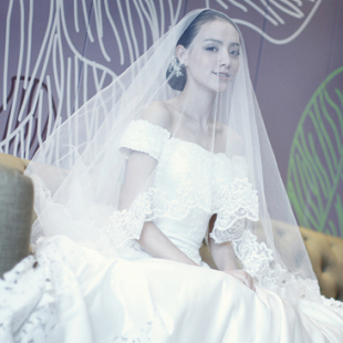 新娘婚纱礼服3米5米头纱 复古蕾丝大花边超长拖尾拖地奢华头纱