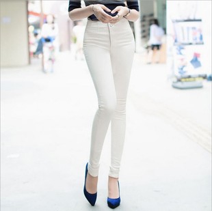 新款韩版时尚弹力紧身黑白色高腰铅笔小脚裤修身显瘦加长休闲裤潮