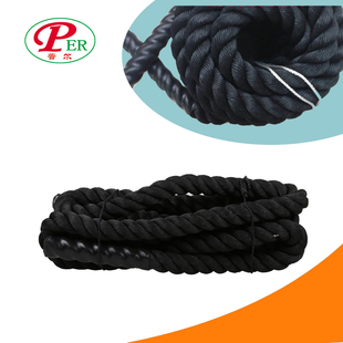 体能训练绳大甩绳格斗绳健身粗绳力量绳战绳 攀爬绳 黑色50mm