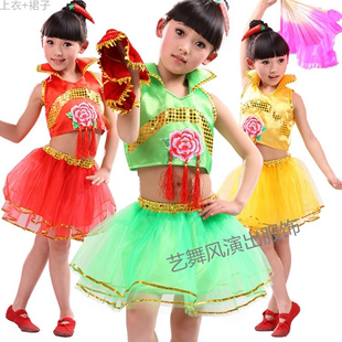 新款儿童舞蹈表演服幼儿园舞台演出服装小辣椒裙子