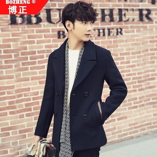 新款冬装羊毛呢子大衣男加厚中长款青年韩版修身英伦毛呢外套商务