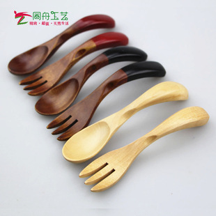 韩式精品木勺木叉11..5*3cm 儿童勺叉套装 保健实木儿童餐具