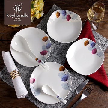 贵邦 高档家用陶瓷餐具套装 20头韩式骨瓷碗盘碟套装 送早餐杯