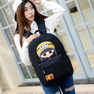2016新款韩版女双肩包可爱卡通美女帆布双背学院风初高中学生书包