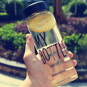 my bottle夏季水杯带盖防漏玻璃杯便携随手杯创意柠檬杯学生杯子