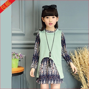 女童秋装2016新款 时尚韩版休闲套装 女童两件套套裙