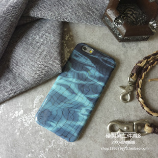 硬男 原创深蓝水影iphone6s游泳池条纹苹果6plus全包边软手机外壳
