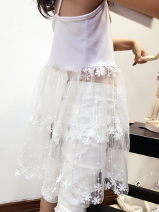 童装连衣裙2015秋装新款韩版女童蕾丝拼接吊带连衣裙 打底衫 裙子
