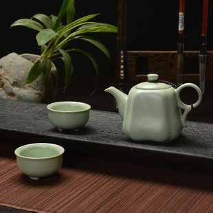汝瓷陶瓷功夫茶具套装 茶壶茶杯 快客杯一壶二杯两杯便携旅行茶具