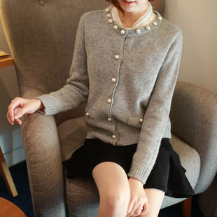 2015秋季新款针织衫纯色外搭韩版时尚开衫大码针织毛衣女外套