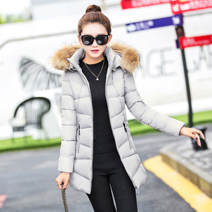 冬装女装新款韩版羽绒棉服中长款加厚修身大毛领气质棉衣女式外套