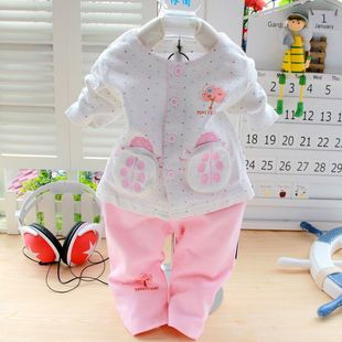 婴儿外出服新生儿女婴春装0-1女童秋装套装2016新款宝宝纯棉套装