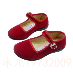包邮老北京儿童黑布鞋红色舞蹈鞋软底防滑女童鞋体操礼仪鞋小黑鞋