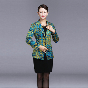 2016春新款韩版修身显瘦长袖高端中年连衣裙妈妈装大码职业两件套