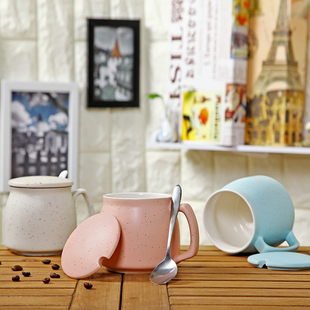 【天天特价】陶瓷杯子马克杯带盖勺咖啡杯水杯大肚创意复古早餐杯