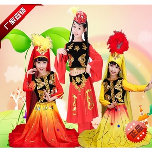 六一儿童演出服新疆舞蹈服装少数民族回族表演服饰男女童维吾尔族