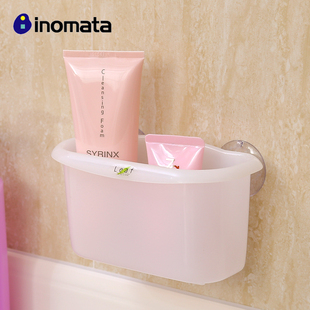 日本进口正品 INOMATA厨房卫浴室吸盘吸壁式置物盒塑料浴室收纳盒