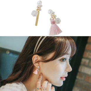 韩版超仙流苏耳钉 气质女 个性 不对称耳环珍珠时尚百搭耳饰耳坠