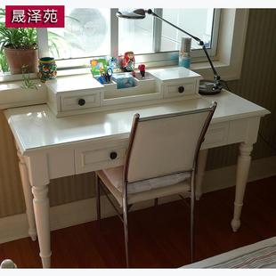 特价1米白色简约小书桌 美式乡村实木书桌 欧式电脑桌 儿童写字台