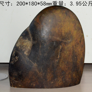玉龙河畔3.95公斤和田玉籽料原石摆件青白玉老皮深沁成黑色特价
