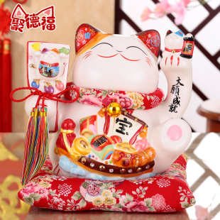 正版创意招财猫摆件 日本大号招财猫陶瓷储蓄罐 存钱罐开业礼品