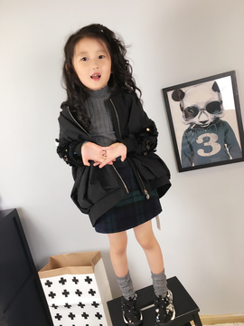 2016熊逗逗家秋装新品韩版女童儿童拉链口袋外套亲子装 亲子款