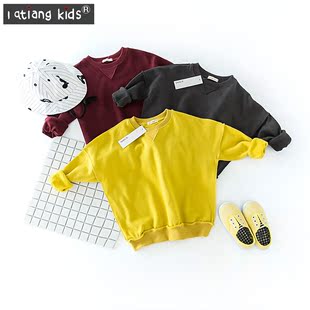 l qtiang kids 秋季新款韩版 2-7岁男女童 外翻边毛圈卫衣上衣