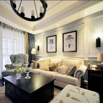 美式乡村沙发布艺简约地中海风格家具户型客厅三人新古典沙发组合