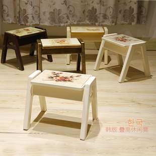 家用实木小凳子时尚创意宜家田园现代小板凳欧式矮凳木凳整装包邮