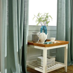 北欧宜家/简约美式 素色纯色亚麻棉麻遮光窗帘成品定制 客厅卧室