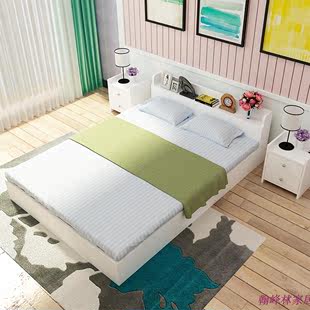 简约现代板式床实木床铺单人1.2双人1.5米1.8超大床榻榻米储物床