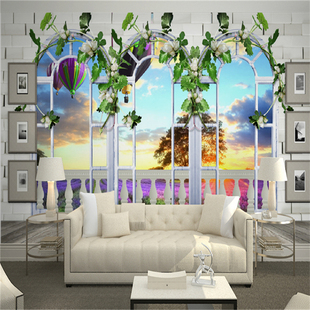 大型壁画3D砖墙风景空间拓展个性墙纸壁画客厅沙发电视背景墙壁纸
