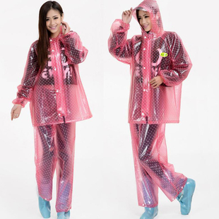 透明雨衣雨裤套装韩国时尚成人男女透明加厚骑行户外旅行雨衣分体