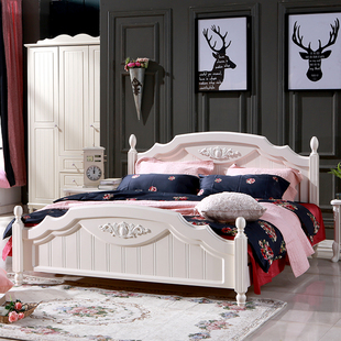 多美居白色实木欧式韩式公主田园风格1.5米1.8米单双人儿童松木床
