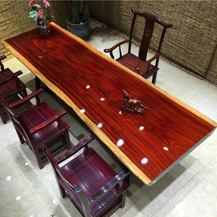 红花梨大板实木原木茶几茶桌餐桌办公老板桌班台家具会议桌现货