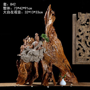 天然根雕摆件 原生态老樟木木雕工艺品 达摩弥勒观音创意家居装饰