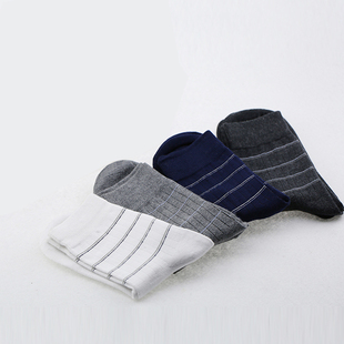 男袜四季条纹中筒商务运动棉袜吸湿排汗透气袜子4双装