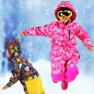 麦金利冬季户外儿童滑雪服加厚保暖防水透气连体棉服男童女童