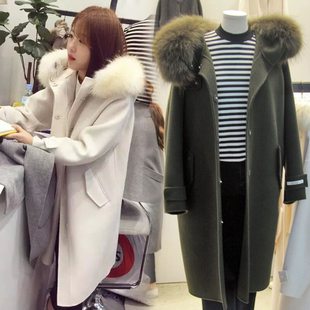 【天天特价】呢子大衣女2016秋冬韩国中长款修身毛呢外套双面呢