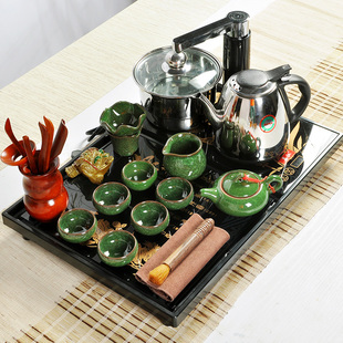 荔江茶具套装特价四合一功夫茶具套装玻璃茶具套装整套茶具茶盘