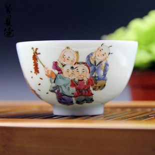 传统老艺人手绘陶茶杯粉彩 个人功夫茶杯 珐琅彩 品茗杯 主人杯