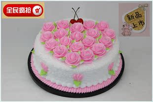 粉色花卉蛋糕模型 仿真鲜花蛋糕 欧式蛋糕样品 新店开业节日模型