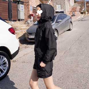 韩国代购16秋季新款韩版跑步连帽衫卫衣休闲短裤运动两件套装女潮
