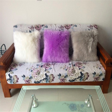 多色可选可定做大号沙发抱枕仿羊毛抱枕长毛椅子靠垫含芯双面靠垫