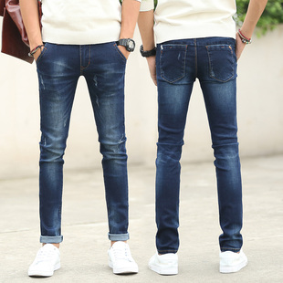 男士牛仔裤夏季薄款青少年学生裤子弹性显瘦小脚男款修身型潮流装