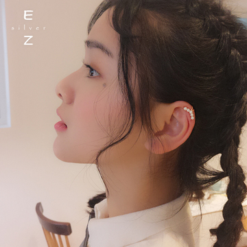 韩国S925纯银珍珠耳骨夹防过敏无耳洞简约百搭耳排学生少女耳骨夹