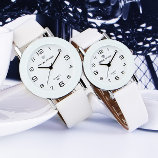 手表女学生韩版时尚潮流简约女士手表可爱白色百搭皮带数字时装表